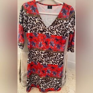 PALM BEACH GIRL PRINTED V-NECK MINI DRESS